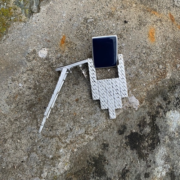 Art deco, Vintage sliverplated/ deep blue earrings. - Picture 4 of 7